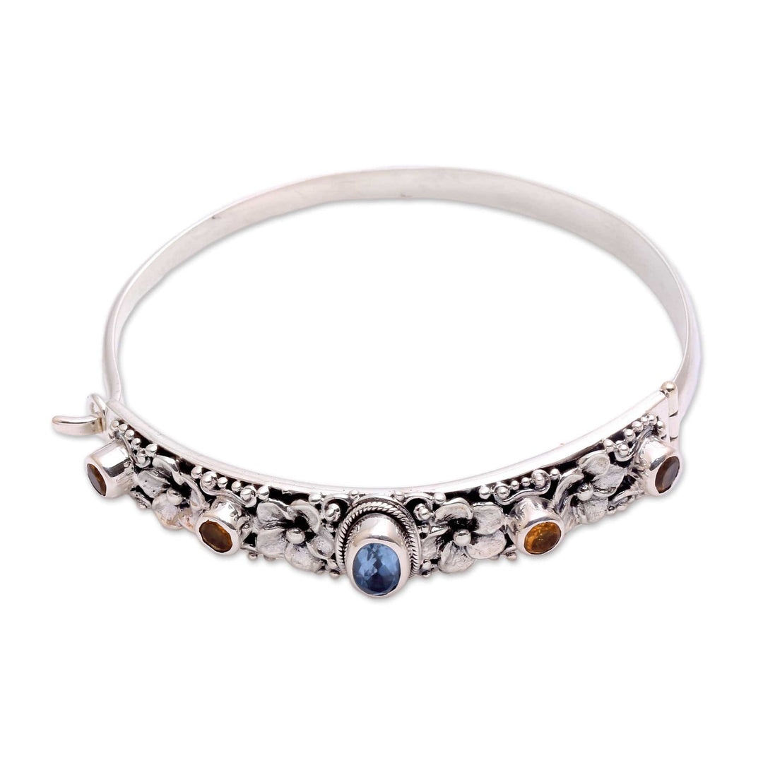 Blue Topaz and Citrine Bangle Bracelet from Bali - Jepun Dynasty