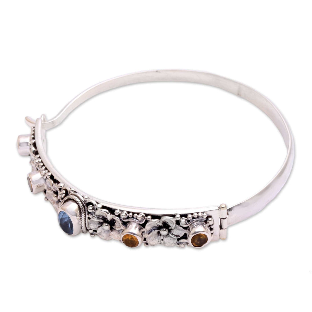 Blue Topaz and Citrine Bangle Bracelet from Bali - Jepun Dynasty
