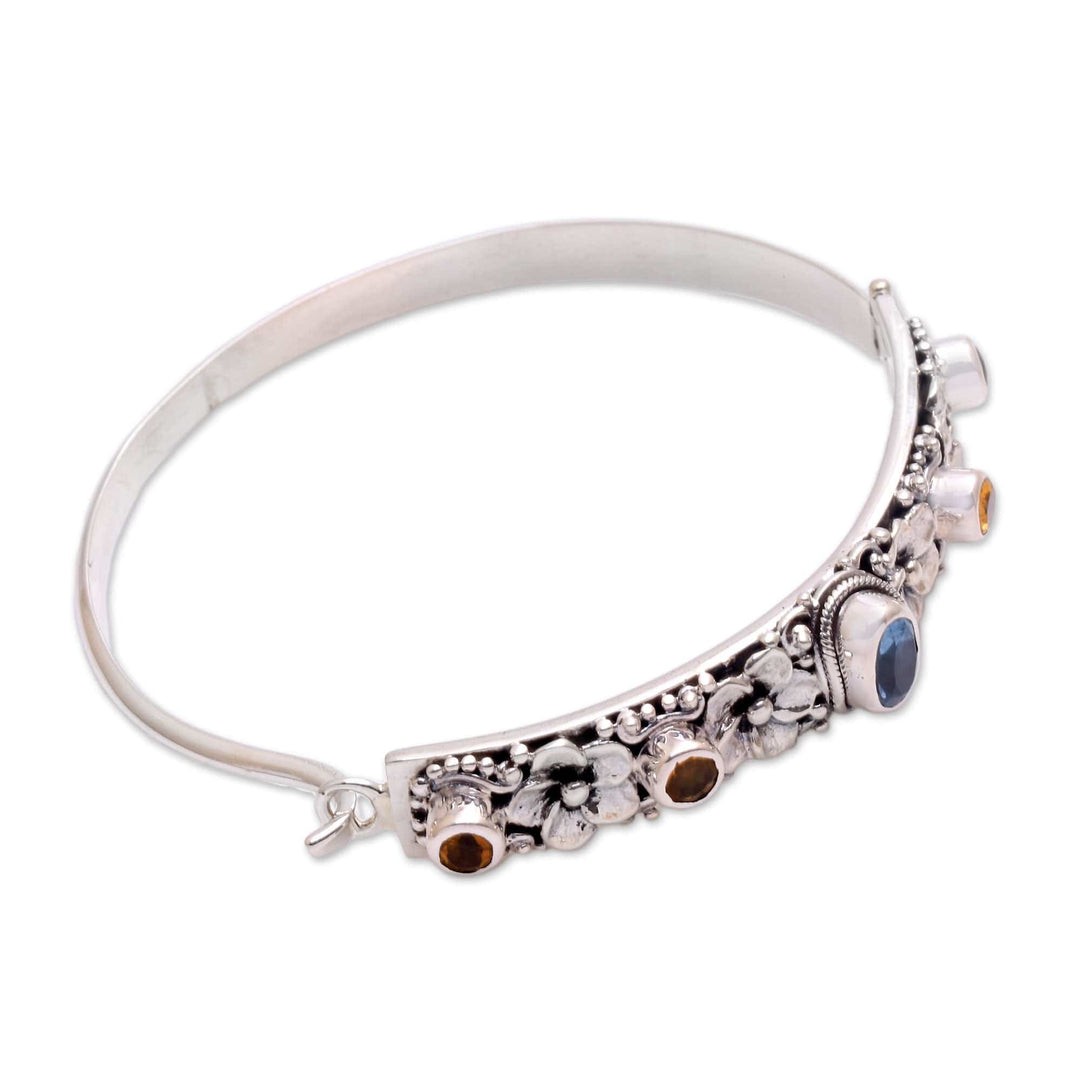 Blue Topaz and Citrine Bangle Bracelet from Bali - Jepun Dynasty