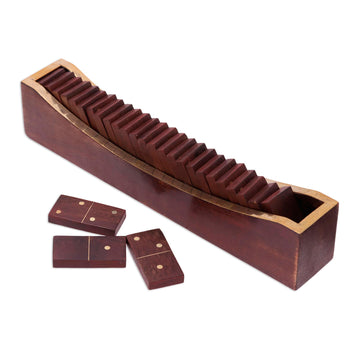 Beech Wood Classic Domino Set with Mango Wood Holder - Classic Entertainment