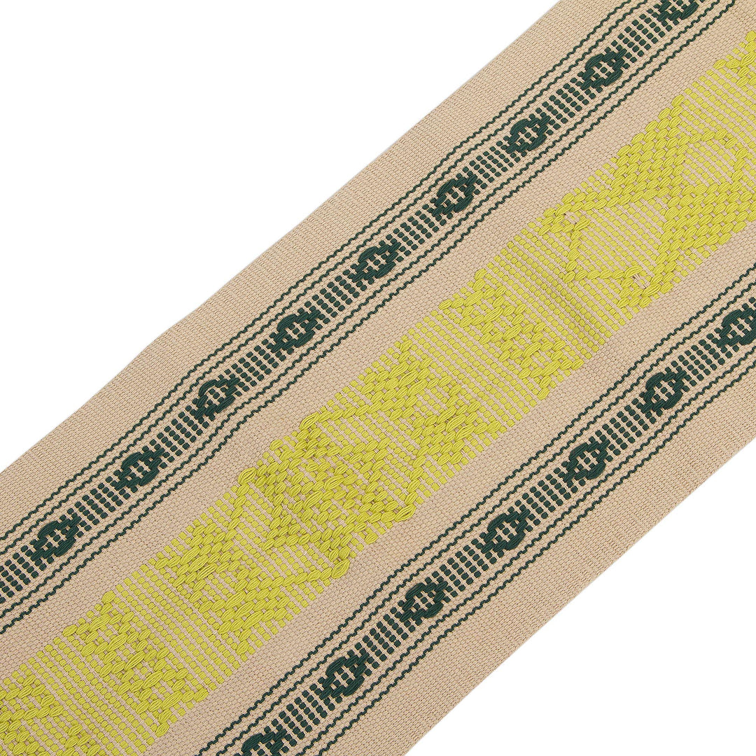 Cotton Table Runner Handwoven in Mexico - Pre-Hispanic Fauna