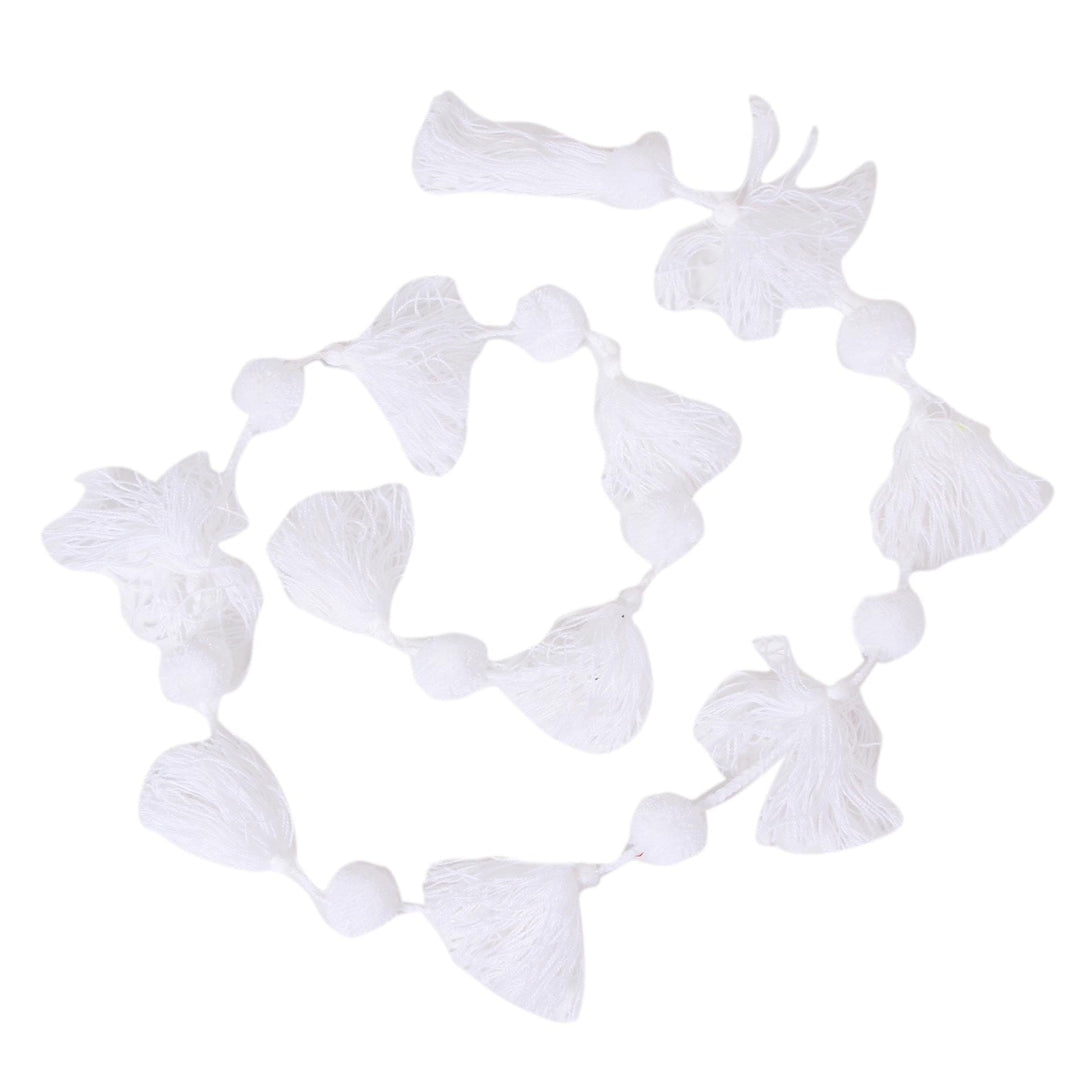 Handcrafted Snow White Cotton Pompom and Tassel Garland - Playful Snow