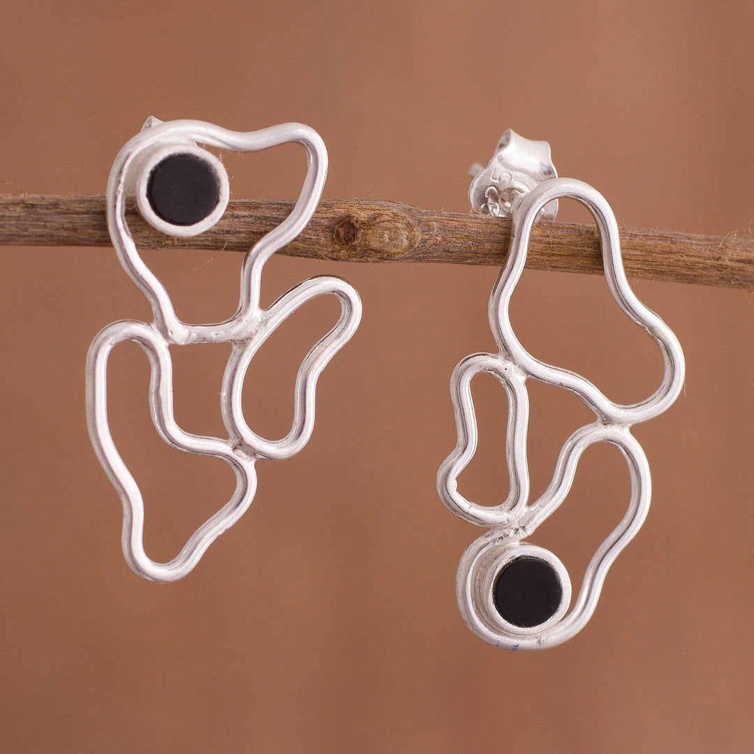 Modern Onyx Drop Earrings Crafted in Peru - Shifting Continents