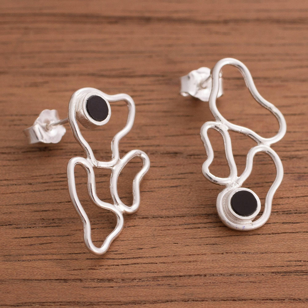 Modern Onyx Drop Earrings Crafted in Peru - Shifting Continents