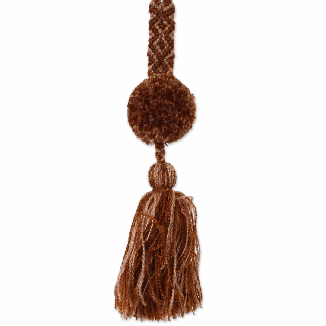 Handcrafted Spice Brown Cotton Pompom Tassels (Set of 4) - Spiced Latte