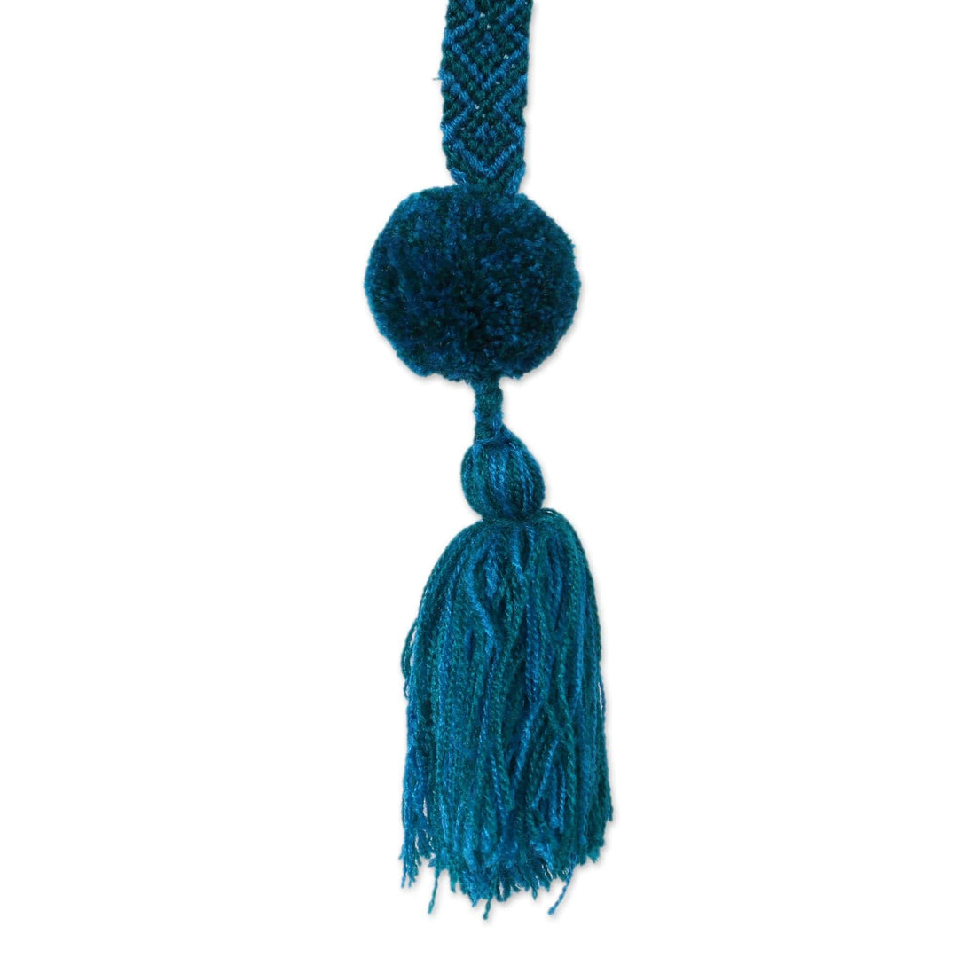 Handcrafted Blue and Green Cotton Pompom Tassels (Set of 4) - Flowing Waters