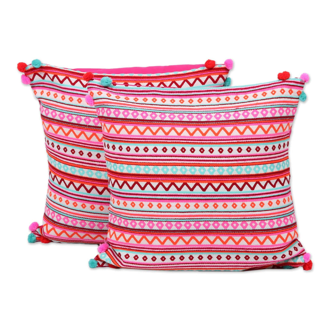 Bright Cotton Blend Cushion Covers (Pair) - Bubbly Allure