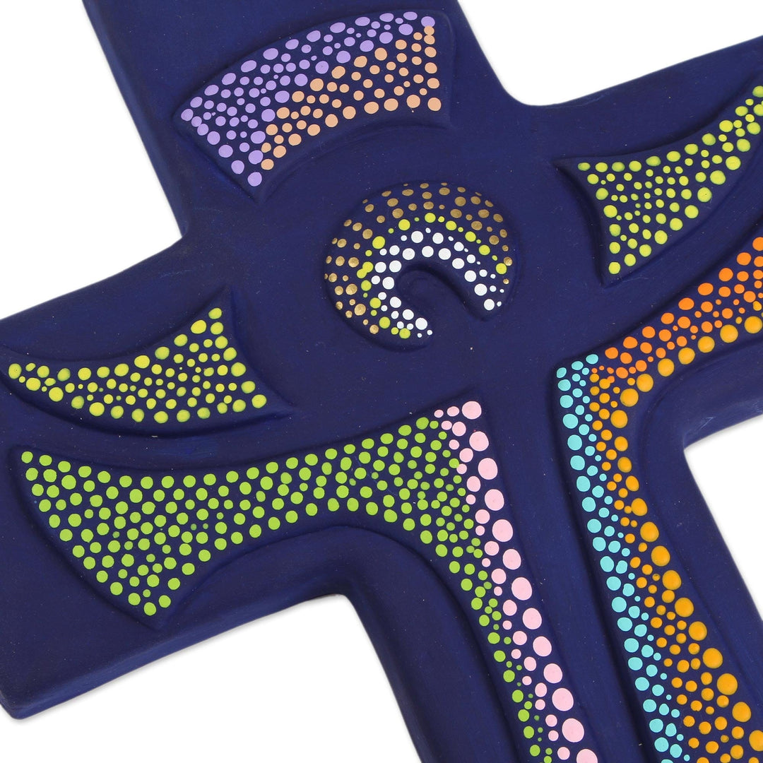 Hand-Painted Ceramic Wall Cross from Mexico - God Lives Here