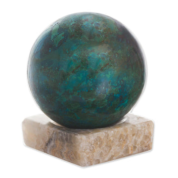 Modern Chrysocolla and Jasper Gemstone Figurine - Blue-Green World