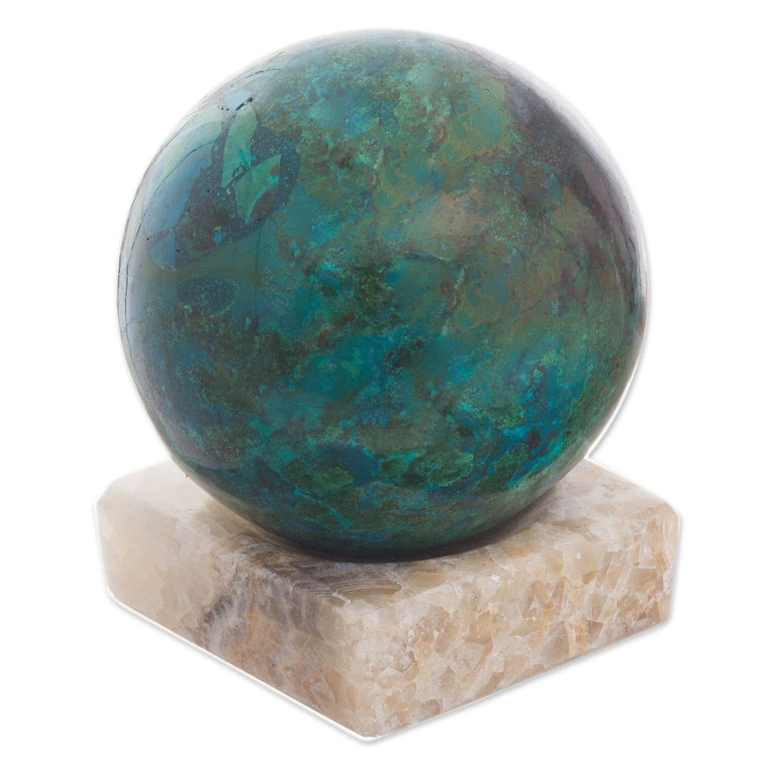 Modern Chrysocolla and Jasper Gemstone Figurine - Blue-Green World