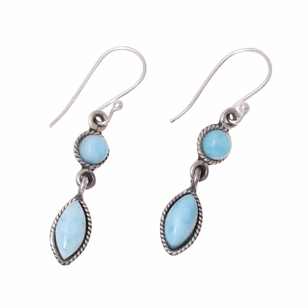 Natural Larimar Dangle Earrings from Thailand - Sky Bliss