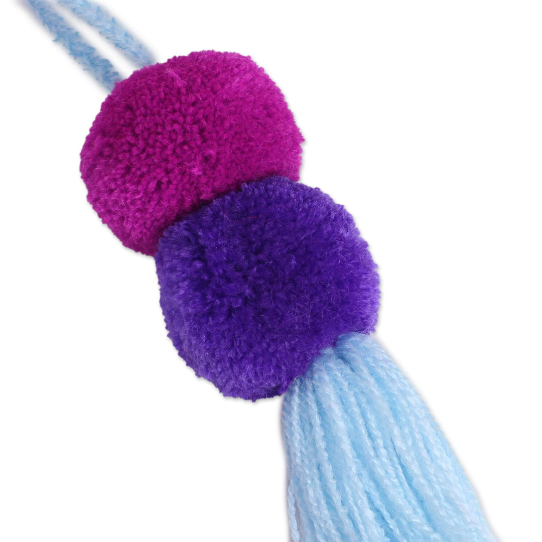 Cotton Ornaments in Magenta and Blue-Violet (Set of 4) - Regal Pompoms