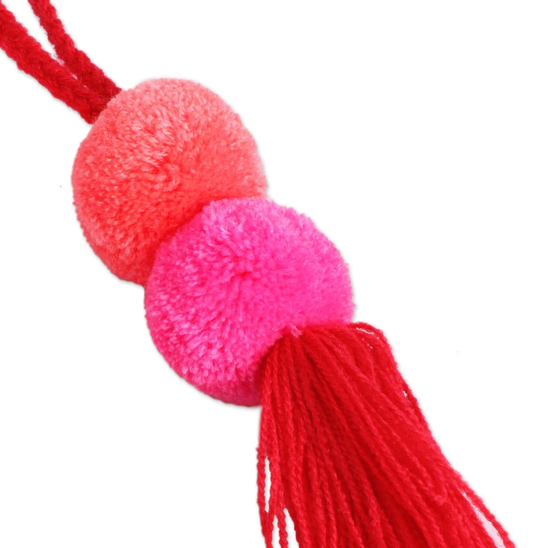 Cotton Pompom Ornaments in Rose and Geranium (Set of 4) - Bright Pompoms