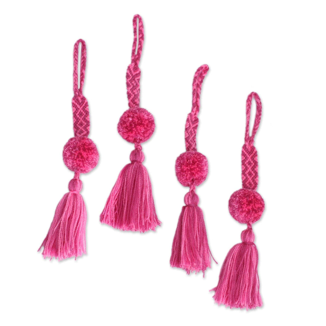 Cotton Ornaments in Mauve and Carnation (Set of 4) - Sweet Pompoms