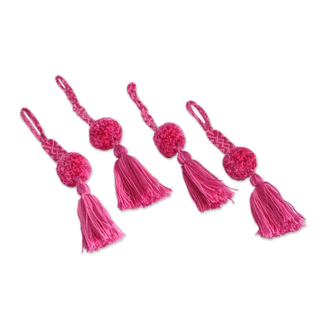 Cotton Ornaments in Mauve and Carnation (Set of 4) - Sweet Pompoms