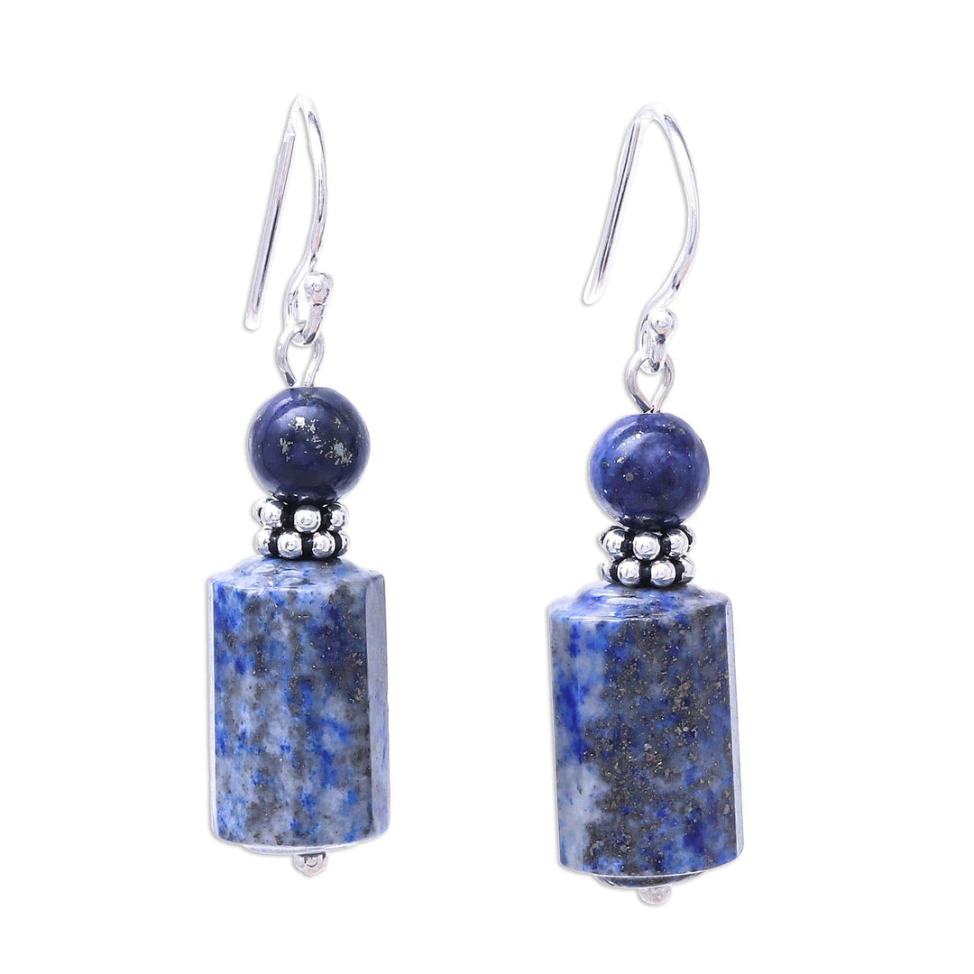 Lapis Lazuli Dangle Earrings from Thailand - Blue Marvel