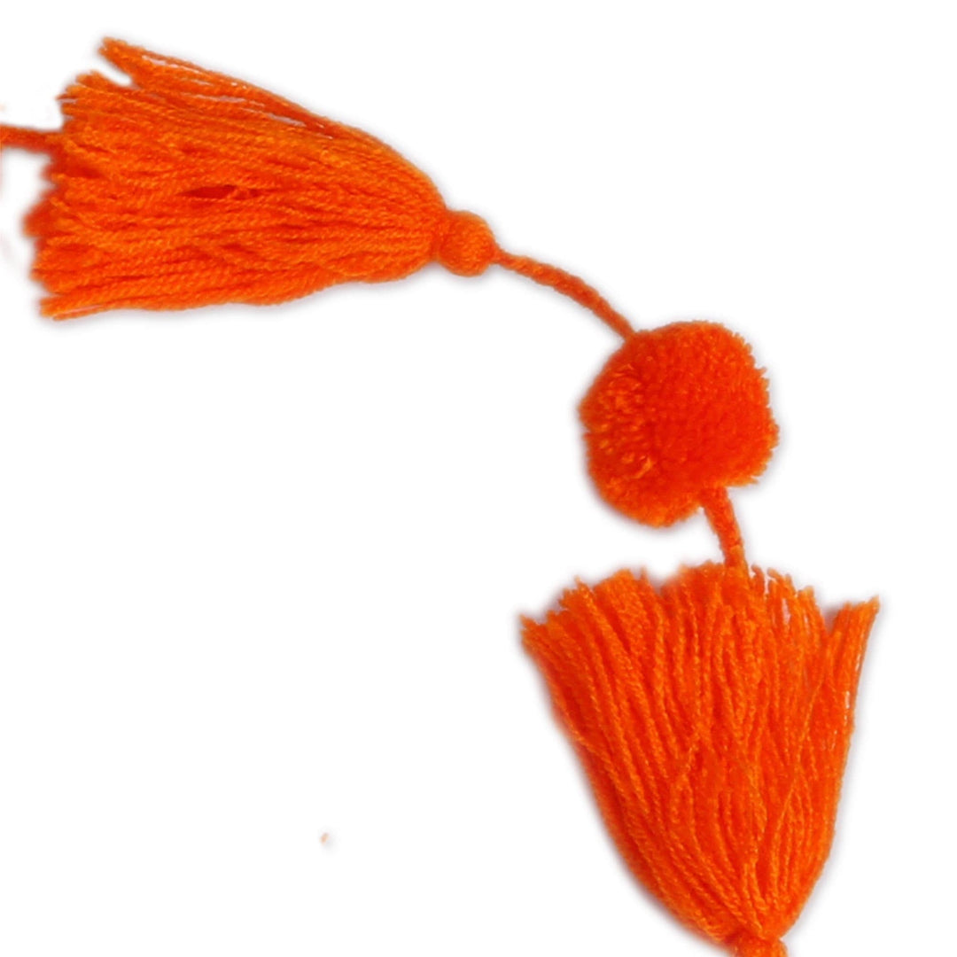 Handcrafted Tangerine Orange Pompom Tassel Cotton Garland - Spread the Joy in Tangerine