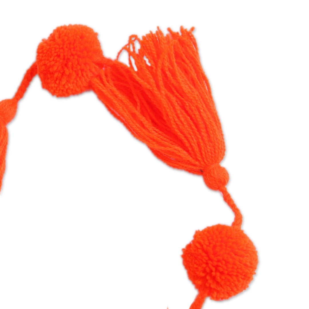 Handcrafted Marigold Orange Pompom Tassel Cotton Garland - Spread the Joy in Marigold