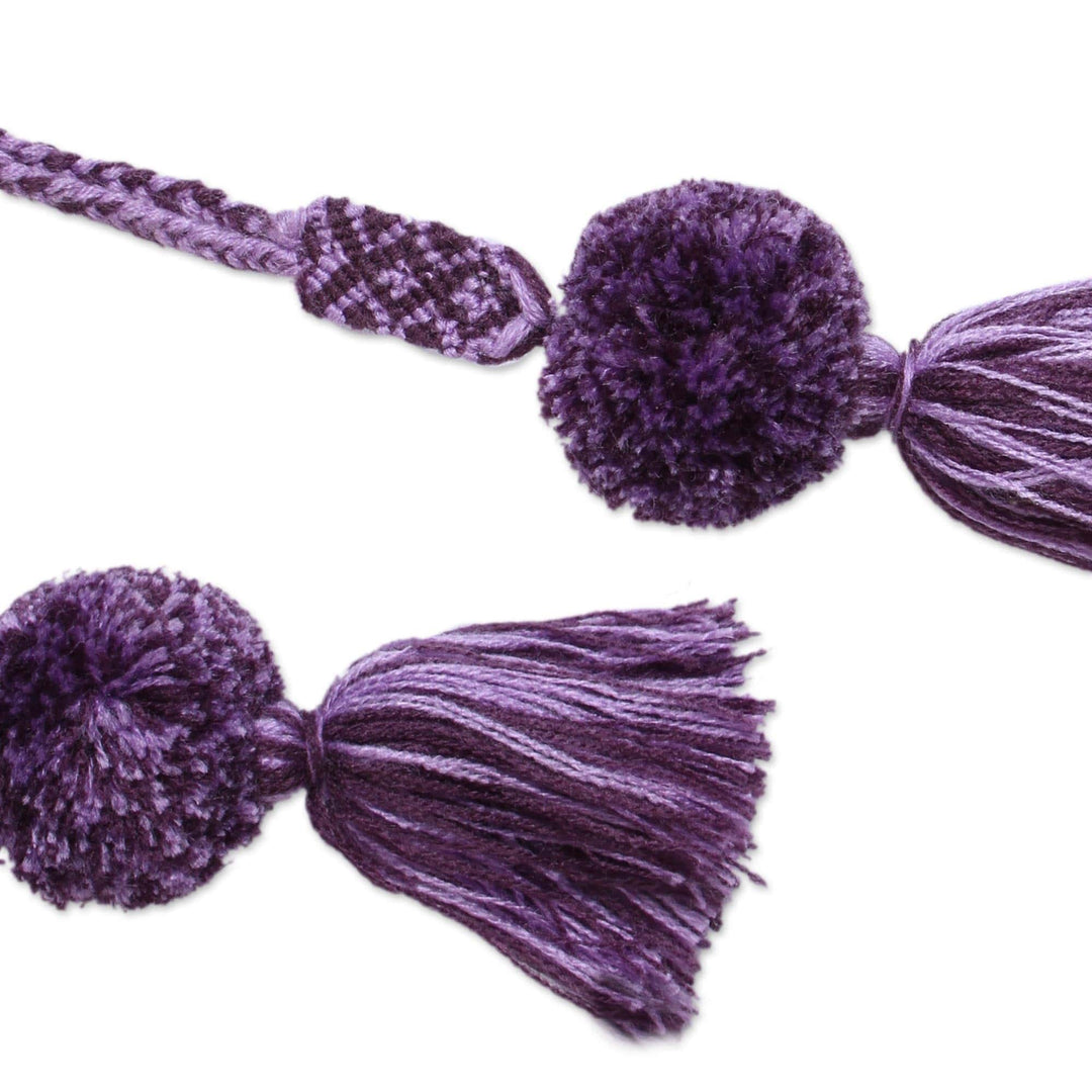 Purple Cotton Pompom and Tassel Ornaments (Set of 4) - Sweet Joy in Purple