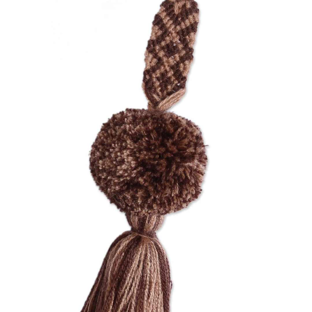 Brown Cotton Pompom and Tassel Ornaments (Set of 4) - Sweet Joy in Brown