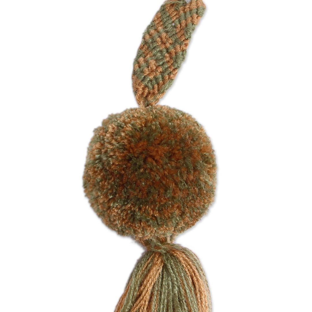 Olive Green Cotton Pompom and Tassel Ornaments (Set of 4) - Sweet Joy in Olive
