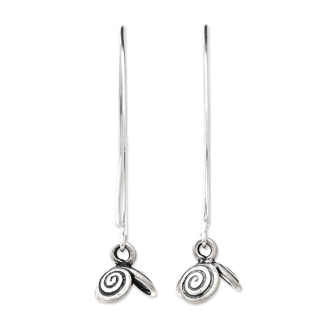 Spiral Motif Karen Silver Dangle Earrings from Thailand - Karen Swirl