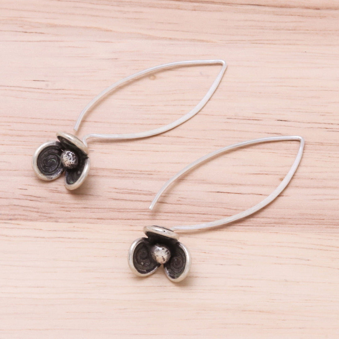 Spiral Motif Karen Silver Dangle Earrings from Thailand - Karen Swirl