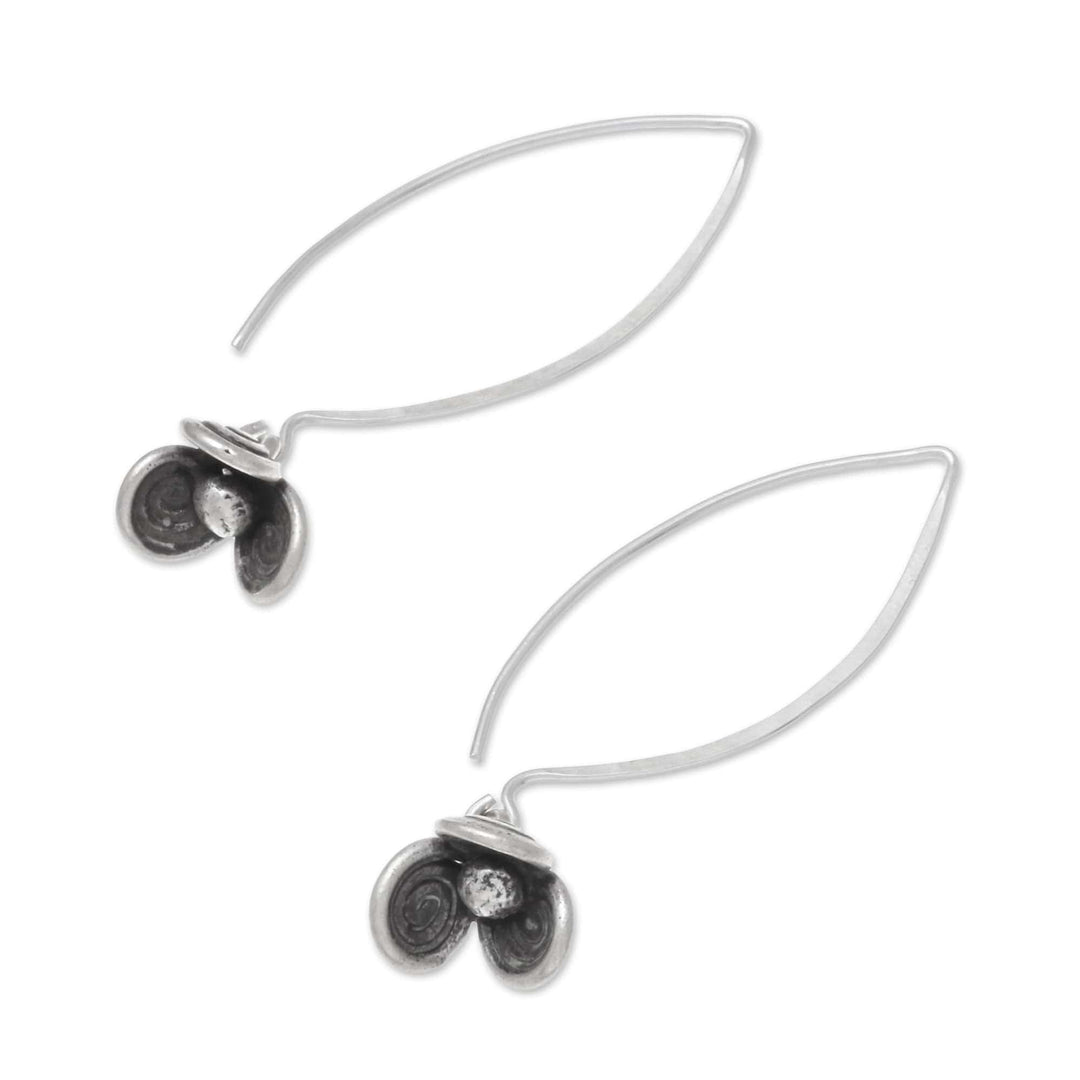 Spiral Motif Karen Silver Dangle Earrings from Thailand - Karen Swirl