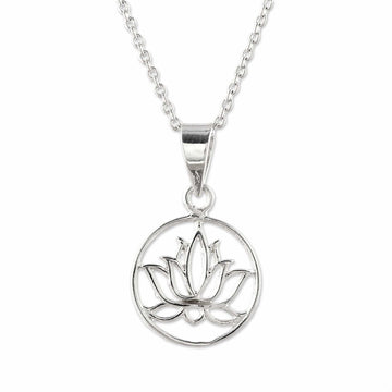 Handcrafted Sterling Silver Lotus Bloom Pendant Necklace - Lotus in Bloom