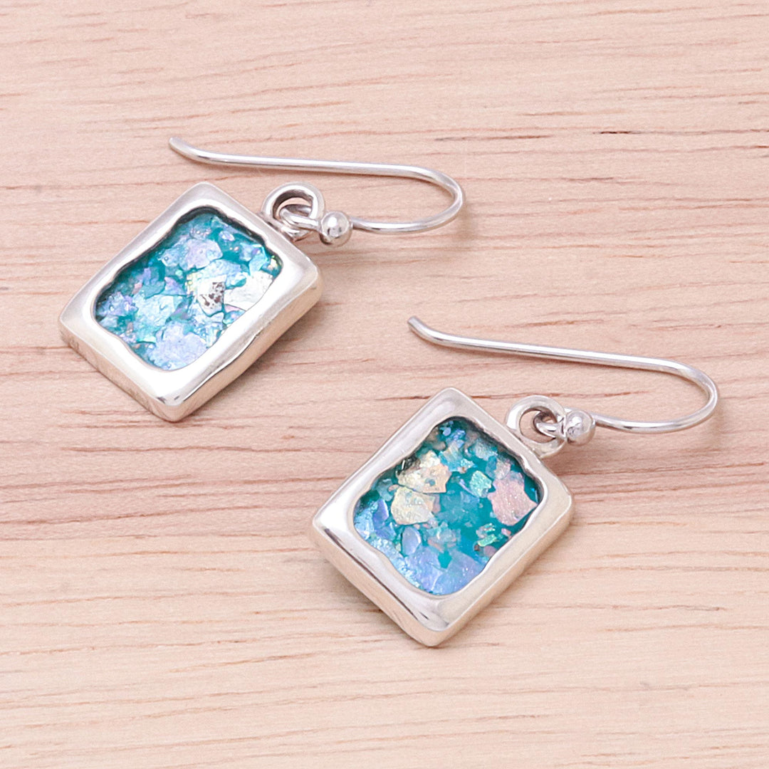 Artisan Crafted Roman Glass Dangle Earrings from Thailand - Ancient Skies