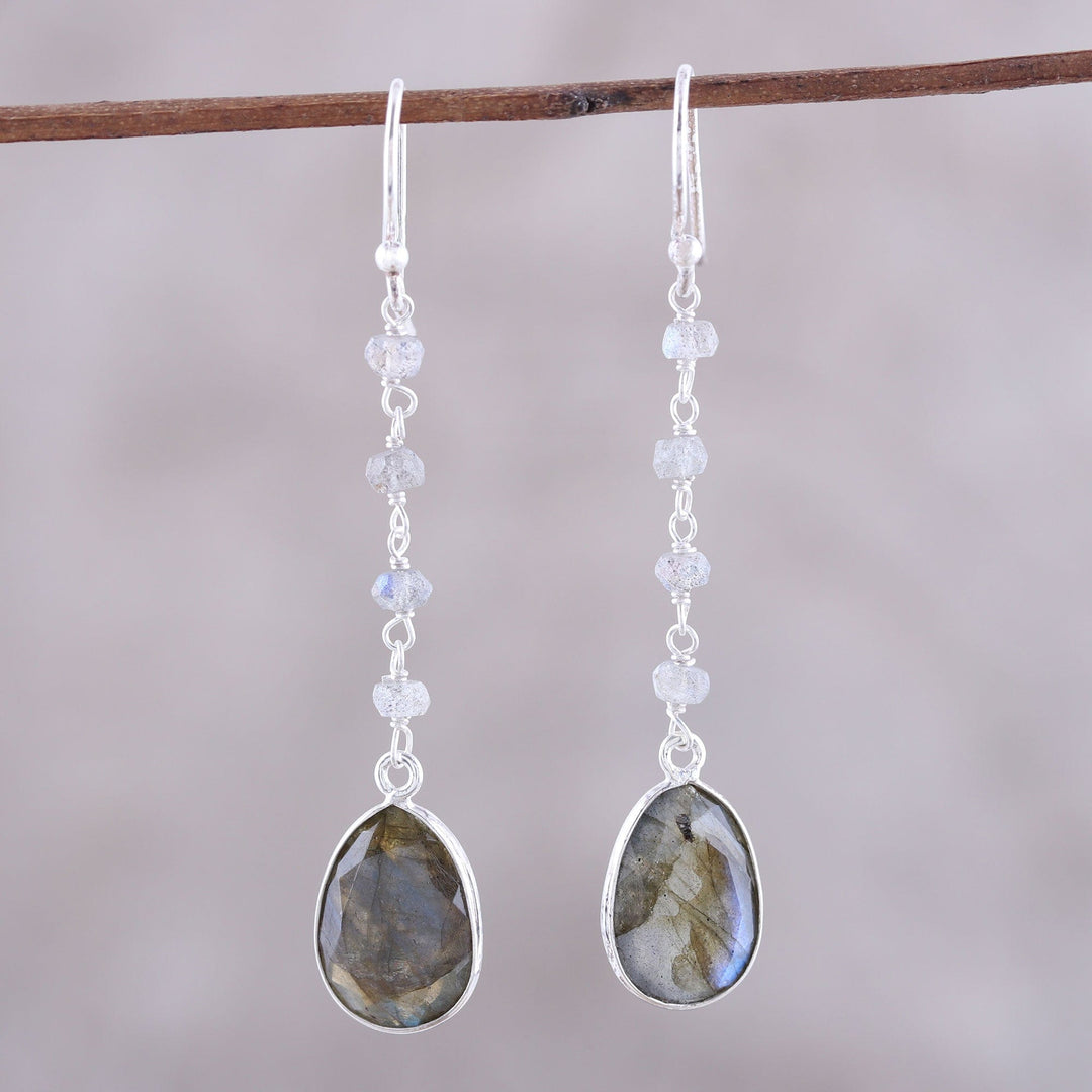 10-Carat Labradorite Dangle Earrings - Raining Drops