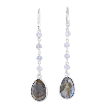 10-Carat Labradorite Dangle Earrings - Raining Drops