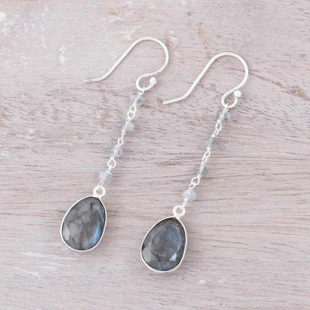 10-Carat Labradorite Dangle Earrings - Raining Drops