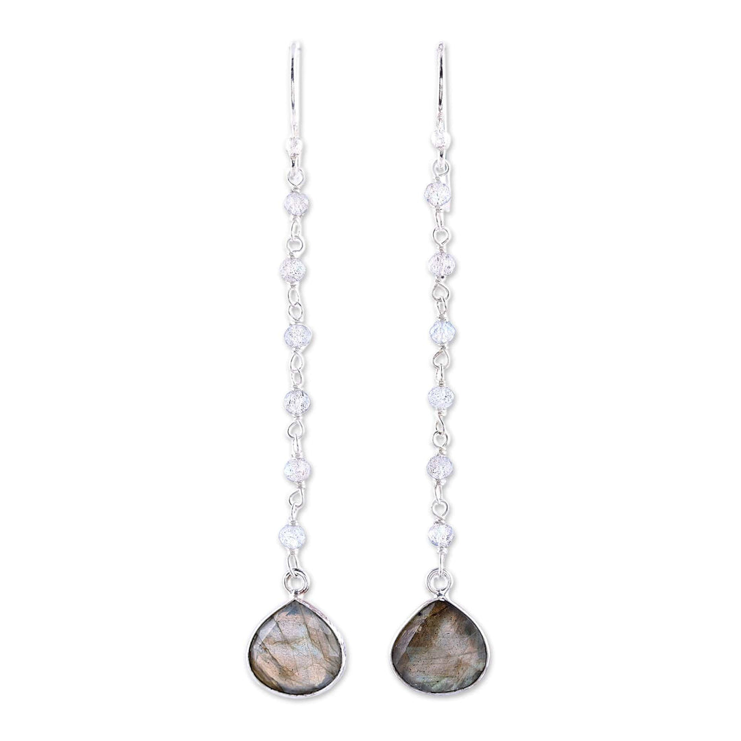 8-Carat Labradorite Dangle Earrings - Morning Drops