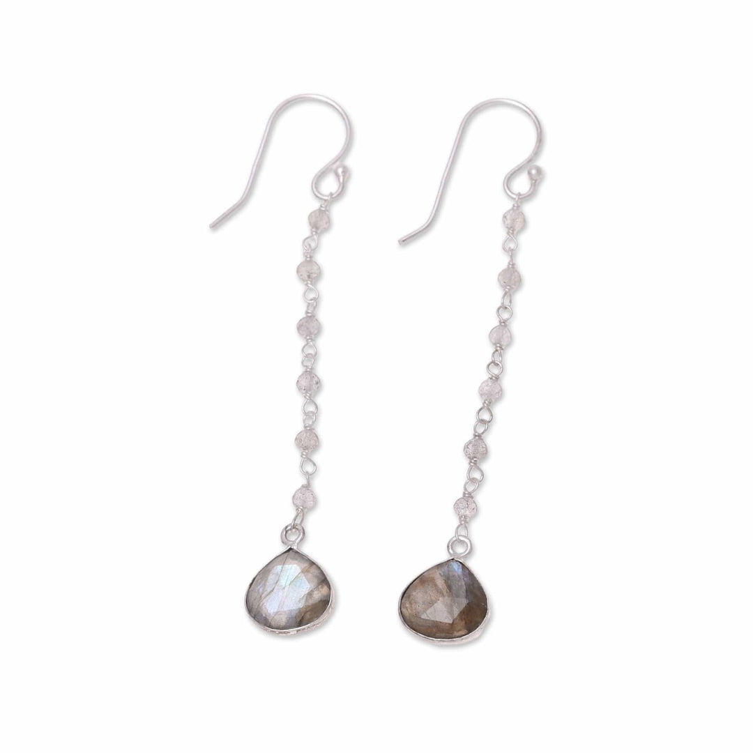 8-Carat Labradorite Dangle Earrings - Morning Drops