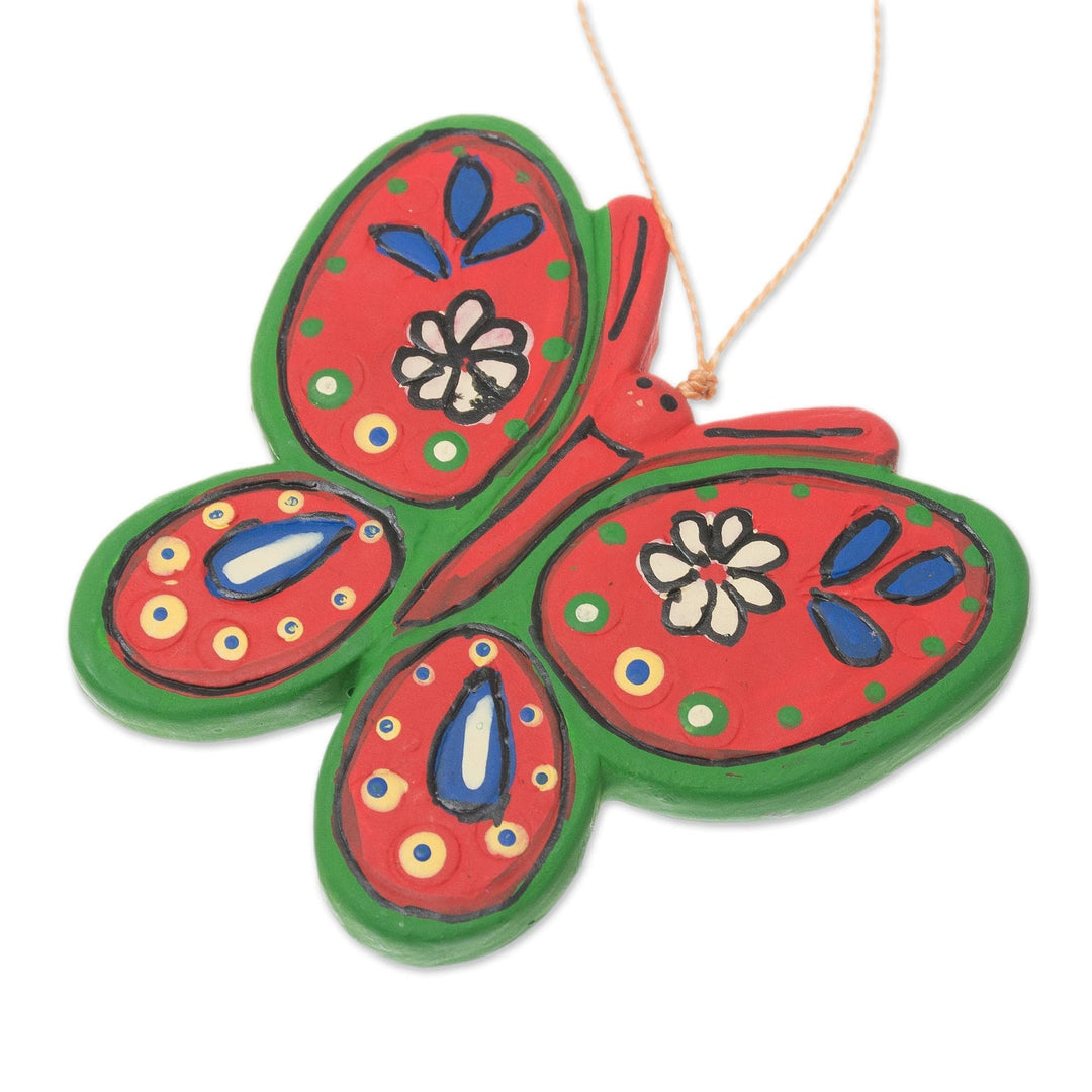 Hand-Painted Ceramic Star and Butterfly Ornaments (Set of 5) - Stars and Butterflies