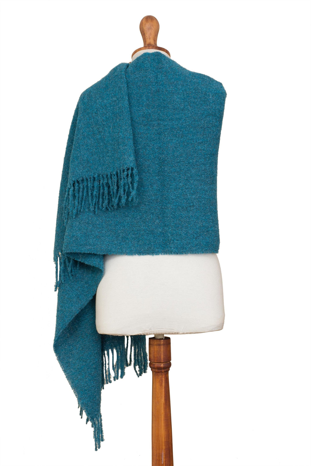 100% Alpaca Shawl in Solid Teal from Peru - Andean Delight in Teal