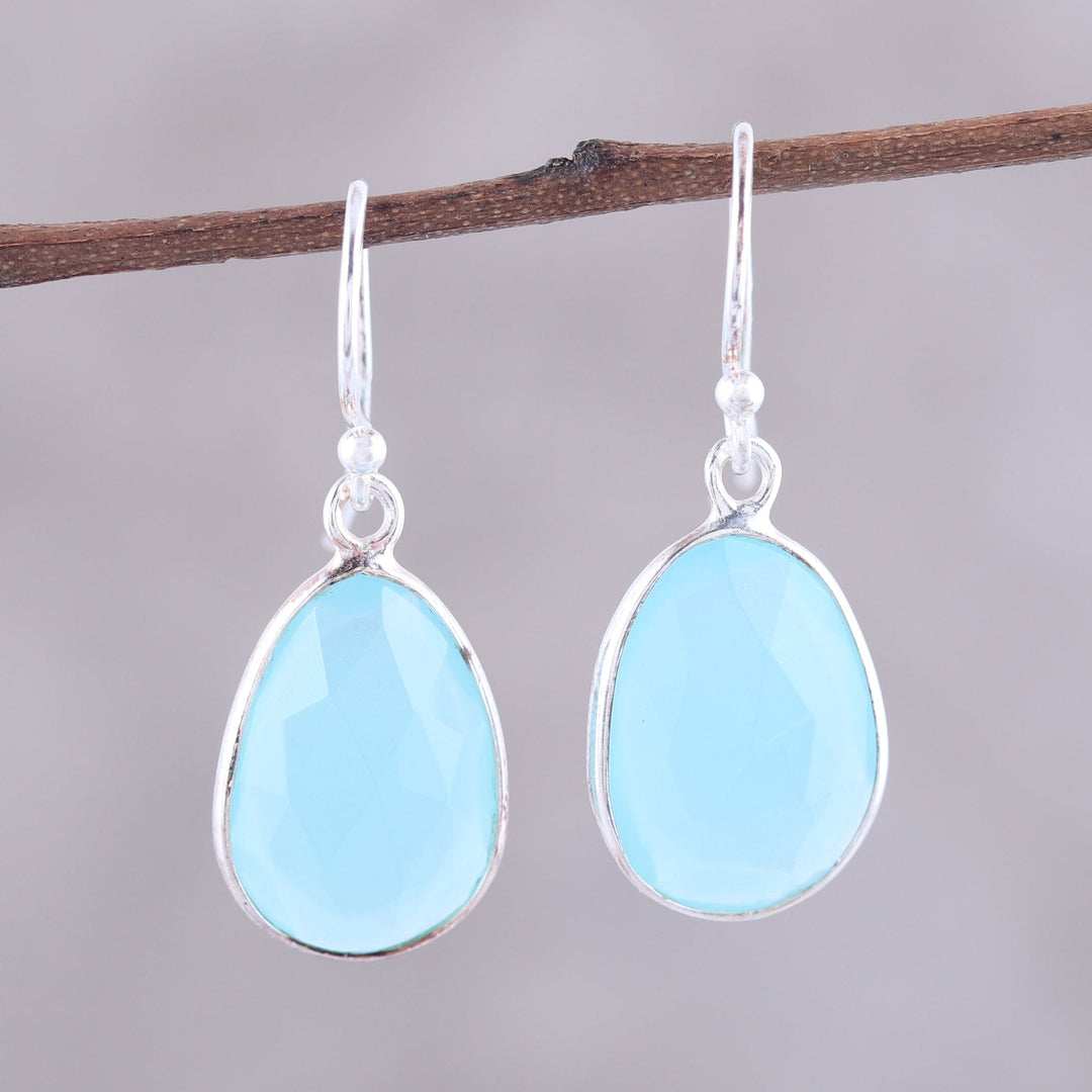 12-Carat Blue Chalcedony Dangle Earrings - Radiant Sea