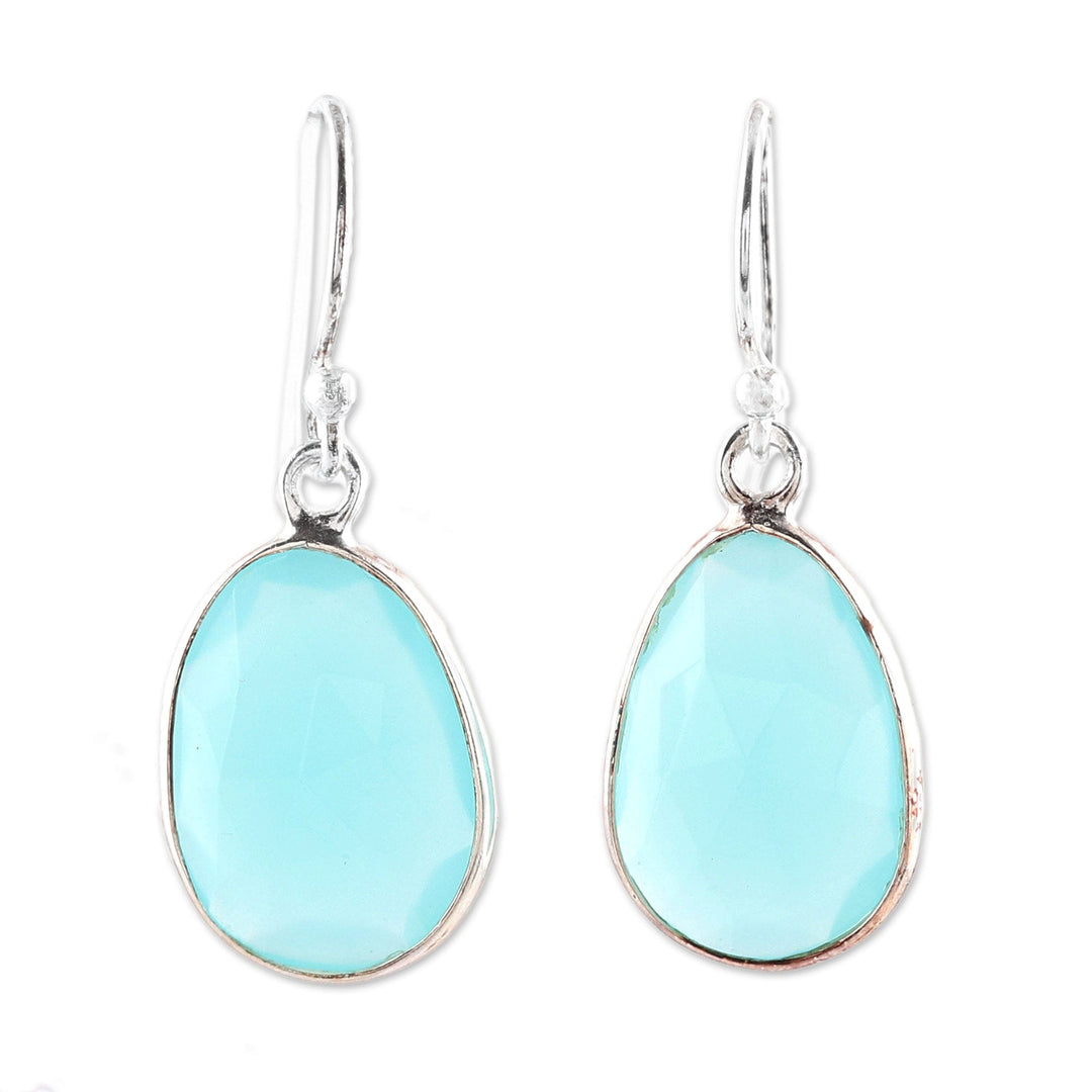 12-Carat Blue Chalcedony Dangle Earrings - Radiant Sea