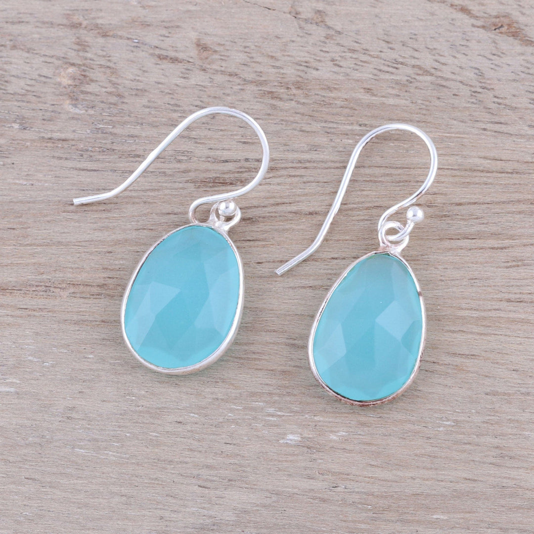 12-Carat Blue Chalcedony Dangle Earrings - Radiant Sea