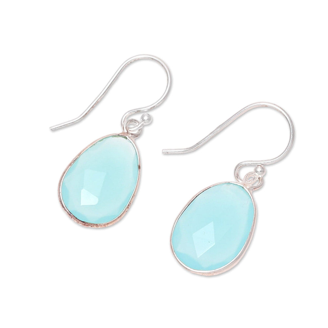 12-Carat Blue Chalcedony Dangle Earrings - Radiant Sea