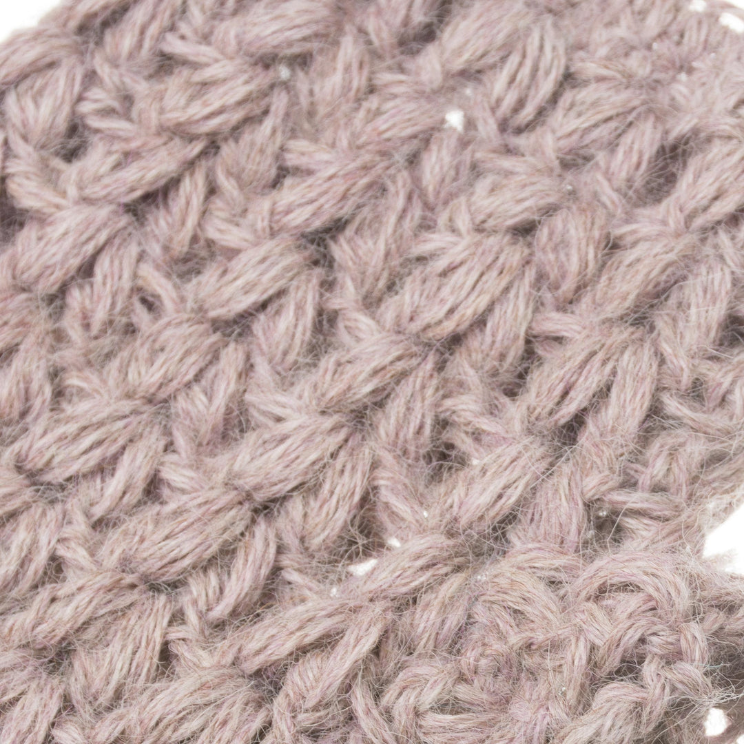 Hand-Crocheted 100% Alpaca Fingerless Gloves in Pale Mauve - Pale Mauve Dream