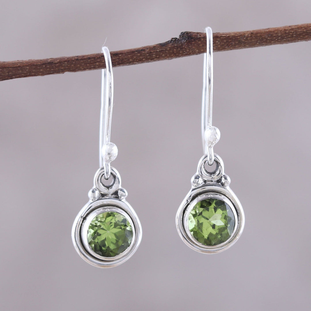 4.5-Carat Peridot Dangle Earrings from India - Glistening Circles