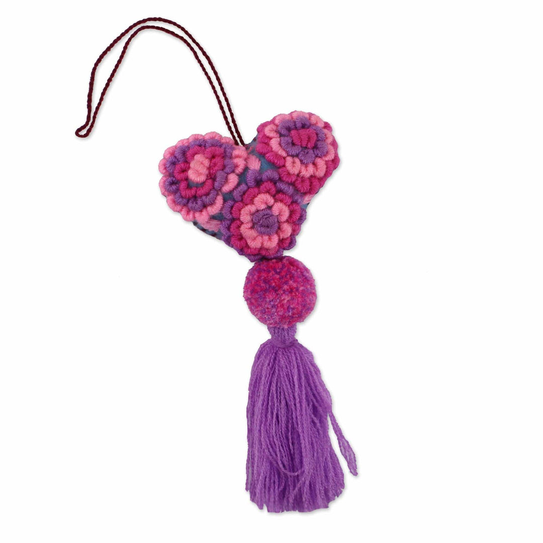 Handcrafted Pink and Purple Heart Ornaments (Set of 4) - Heart's Joy in Pink