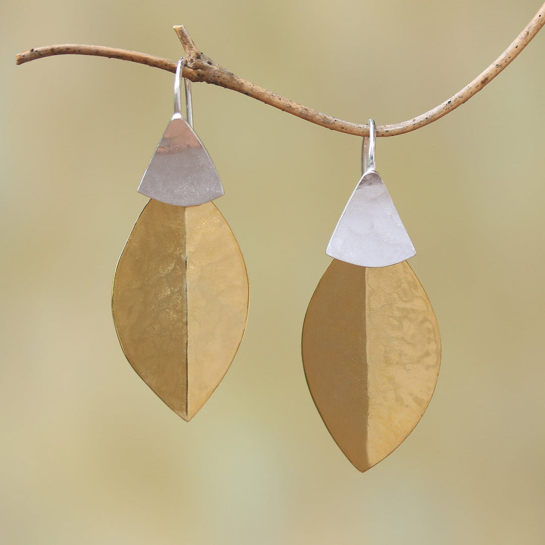 22k Gold Plated Dangle Earrings from Bali - Modern Fall