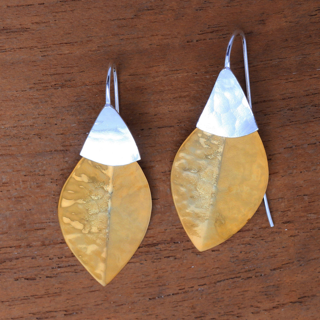 22k Gold Plated Dangle Earrings from Bali - Modern Fall