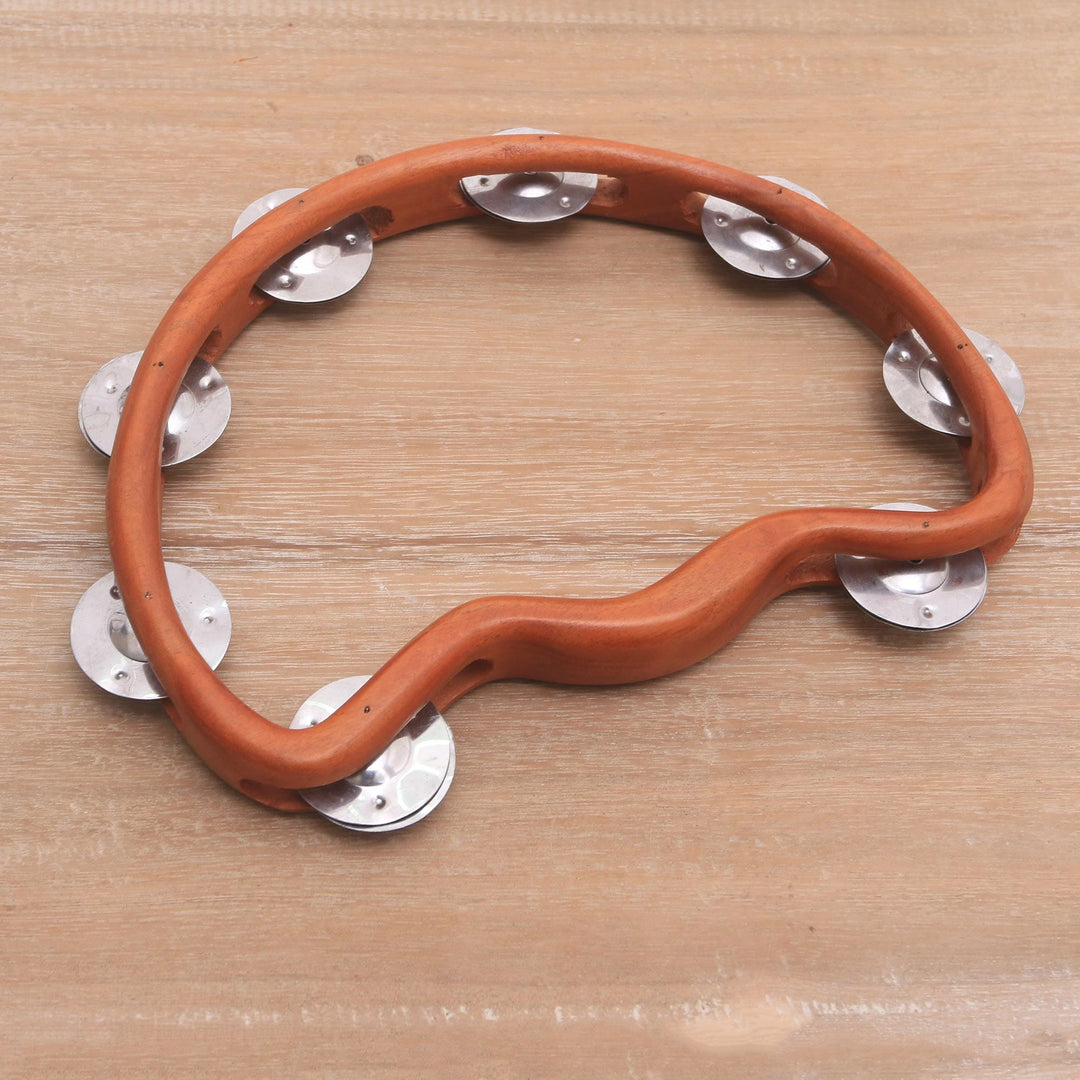 Handmade Suar Wood Tambourine from Bali (9.5 inch) - Funky Vibes