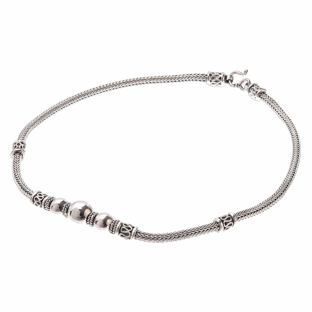 Sterling Silver Sphere and Naga Chain Pendant Necklace - Simply Refined