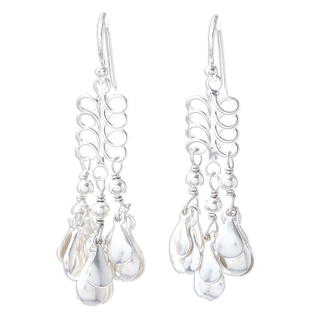 Sterling Silver Drop Pattern Chandelier Earrings - Lovely Woman