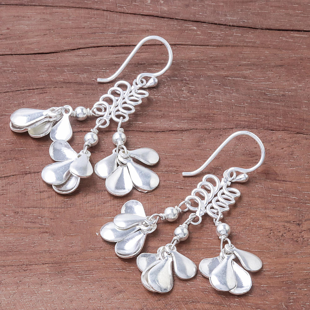 Sterling Silver Drop Pattern Chandelier Earrings - Lovely Woman